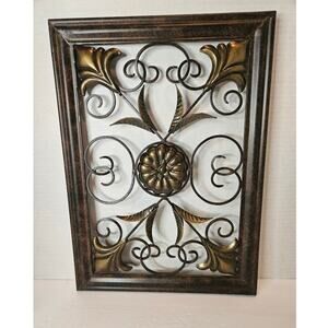 Wrought Iron Indoor Outdoor Wall Decor Brass/Copper color 18"x13"x1" each.